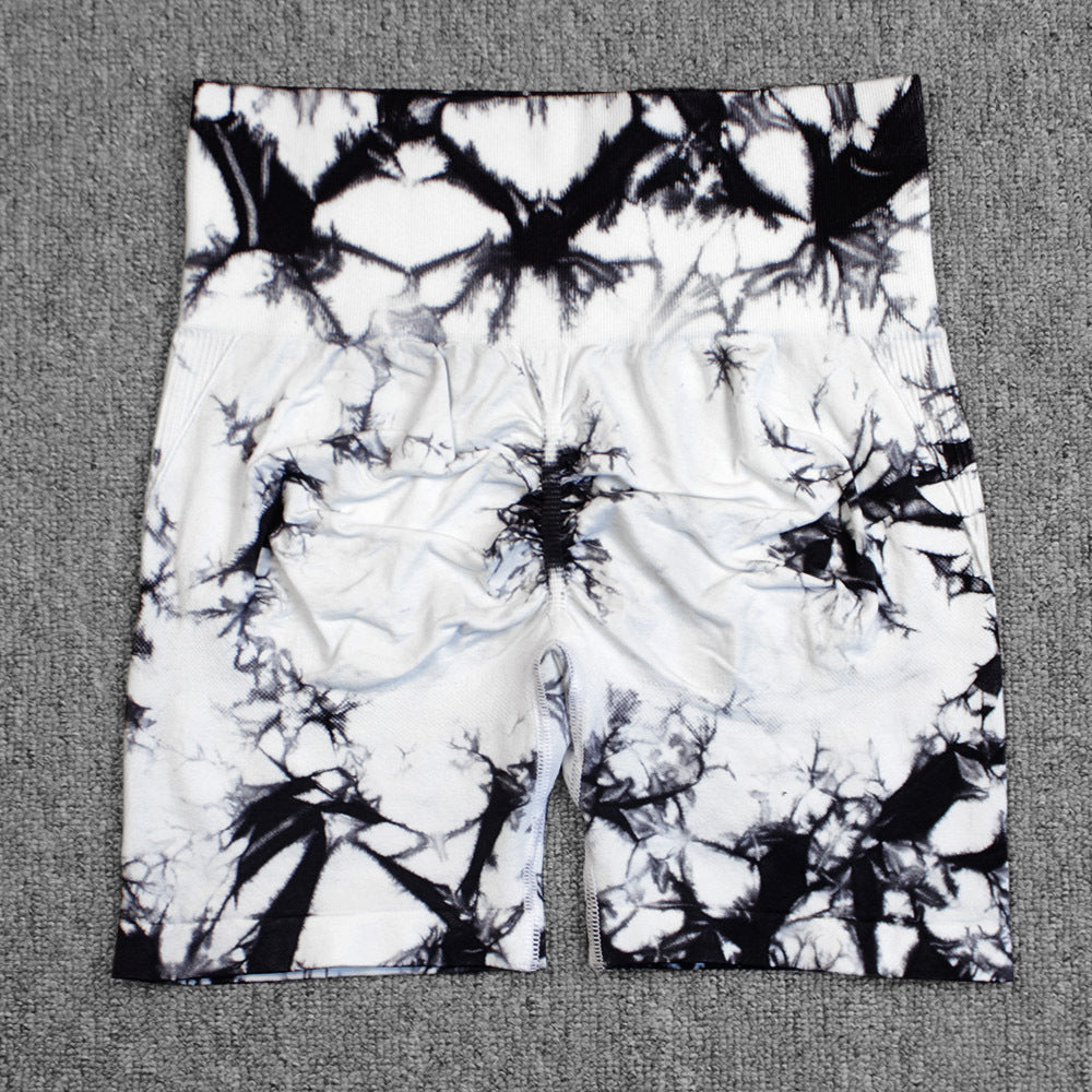 Tie-dye Printed Yoga Quick-drying High Waist Fitness Shorts