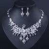 Ethnic Style Zircon Peacock Earring Set Tassel Colorful Clavicle Necklace Jewelry Set