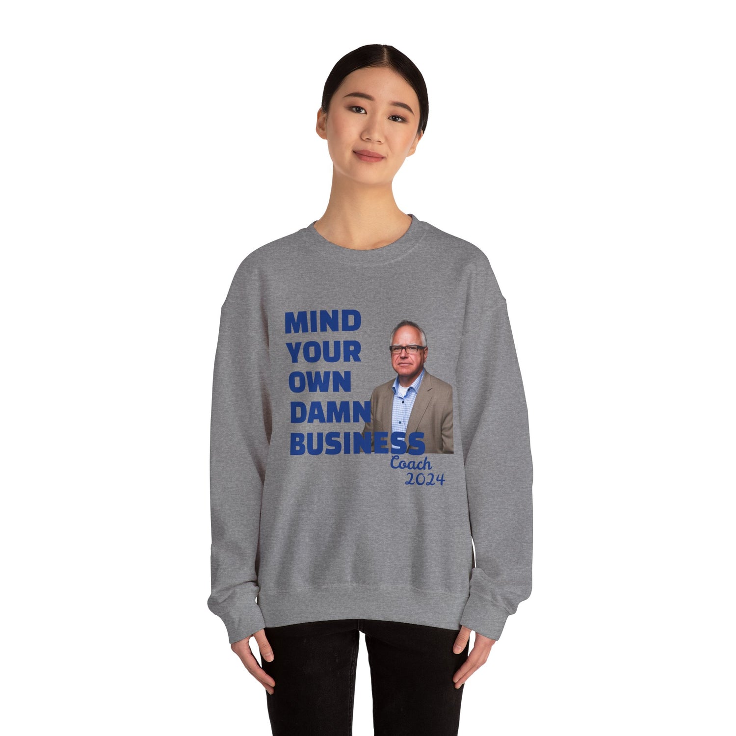 Graphic Sweatshirt with Tim Walz and Kamala Harris Quotes