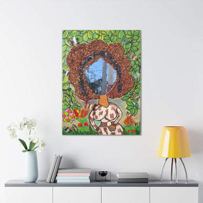 Canvas Gallery Wraps Lady Walking in The Forest 3D Mix Media Art Print