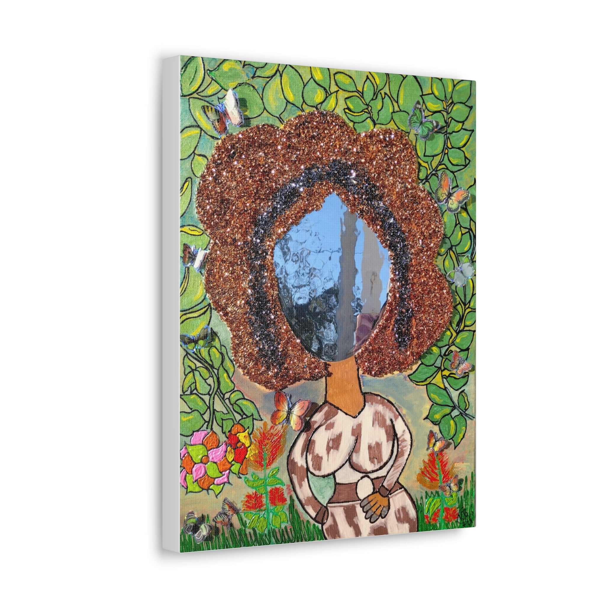 Canvas Gallery Wraps Lady Walking in The Forest 3D Mix Media Art Print