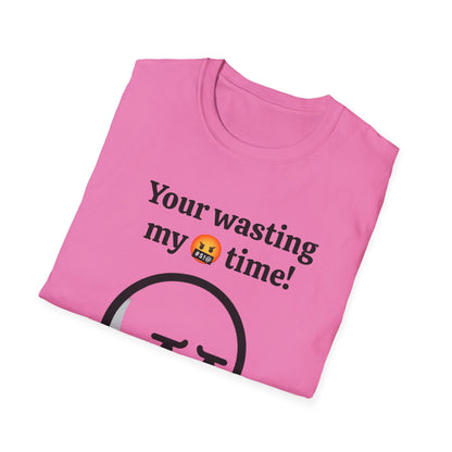 Funny Wasting My Freaking Time Unisex Softstyle T-Shirt, Humorous Casual Tee, Unisex Cotton Shirt, Anxious Character Watch Graphic Tee,