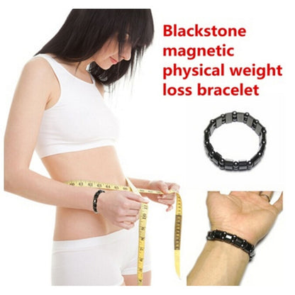 Health care Black healf moon magnetic black stone magnetic therapy slimming Bracelet Weight Loss Round Black Stone Bracelets