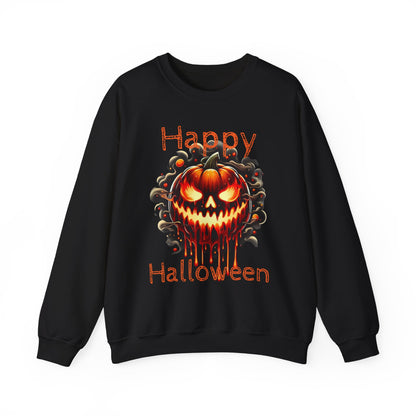 Happy Halloween Fire Pumpkin Unisex Sweatshirt, Long Sleeve Tee, Halloween Season Shirt, Melted Pumpkin Design, Halloween Costume, Fall