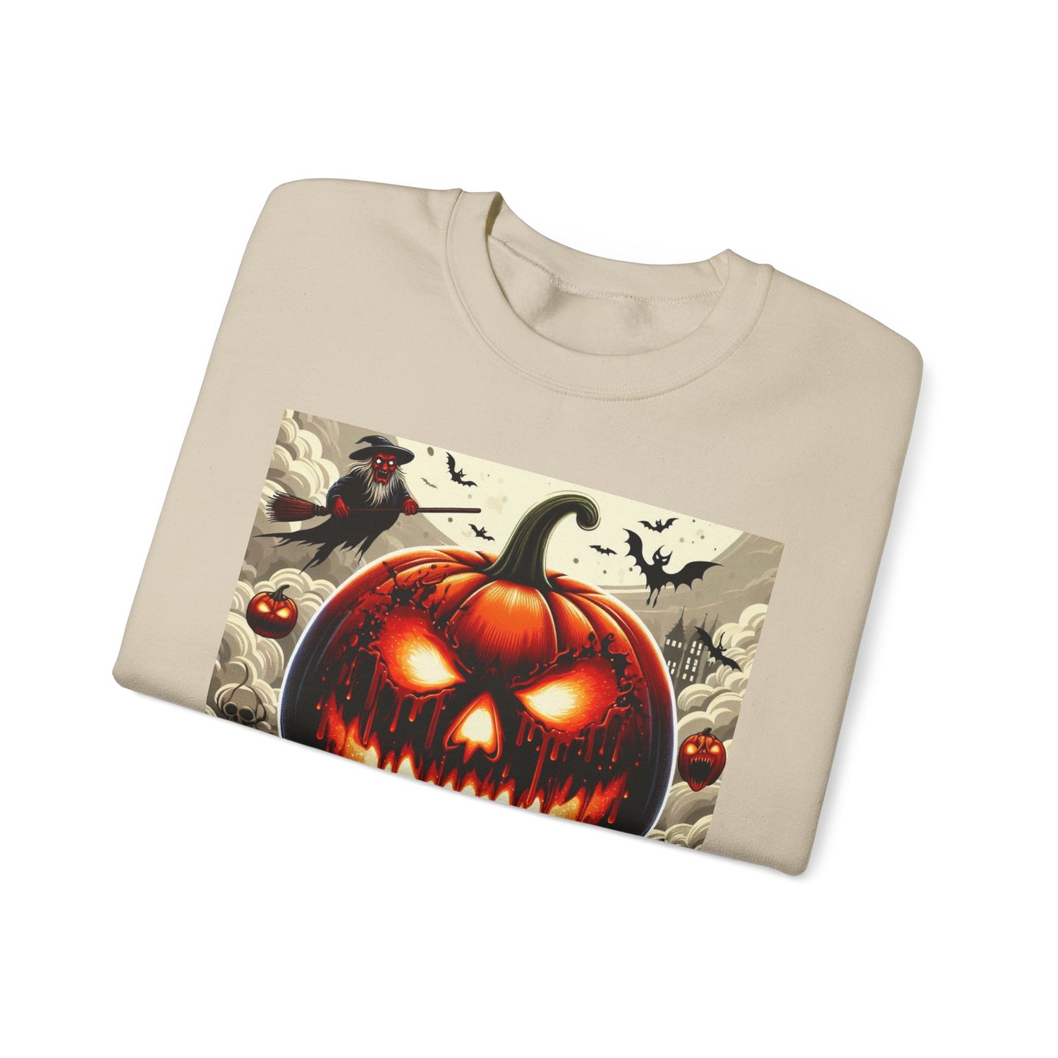 Halloween Firey Pumpkin Crewneck Sweatshirt, Trick or Treat Shirt, Spooky Witches Costume, Long Sleeve Tee, Halloween Season, Unisex