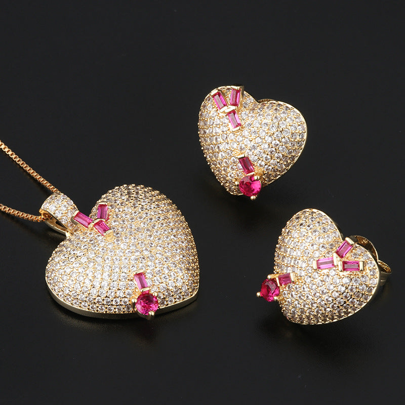 Heart-shaped earring pendant set