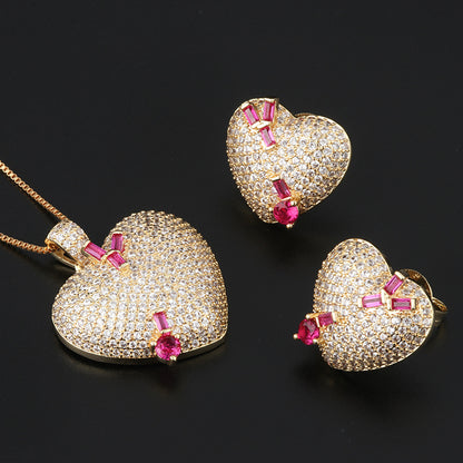 Heart-shaped earring pendant set