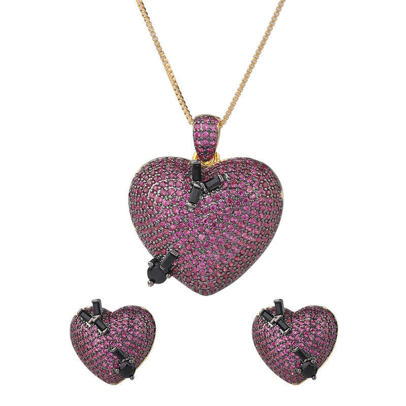 Heart-shaped earring pendant set