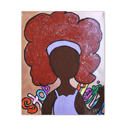 Black Woman Blank Face with Afro Canvas Gallery Wrap