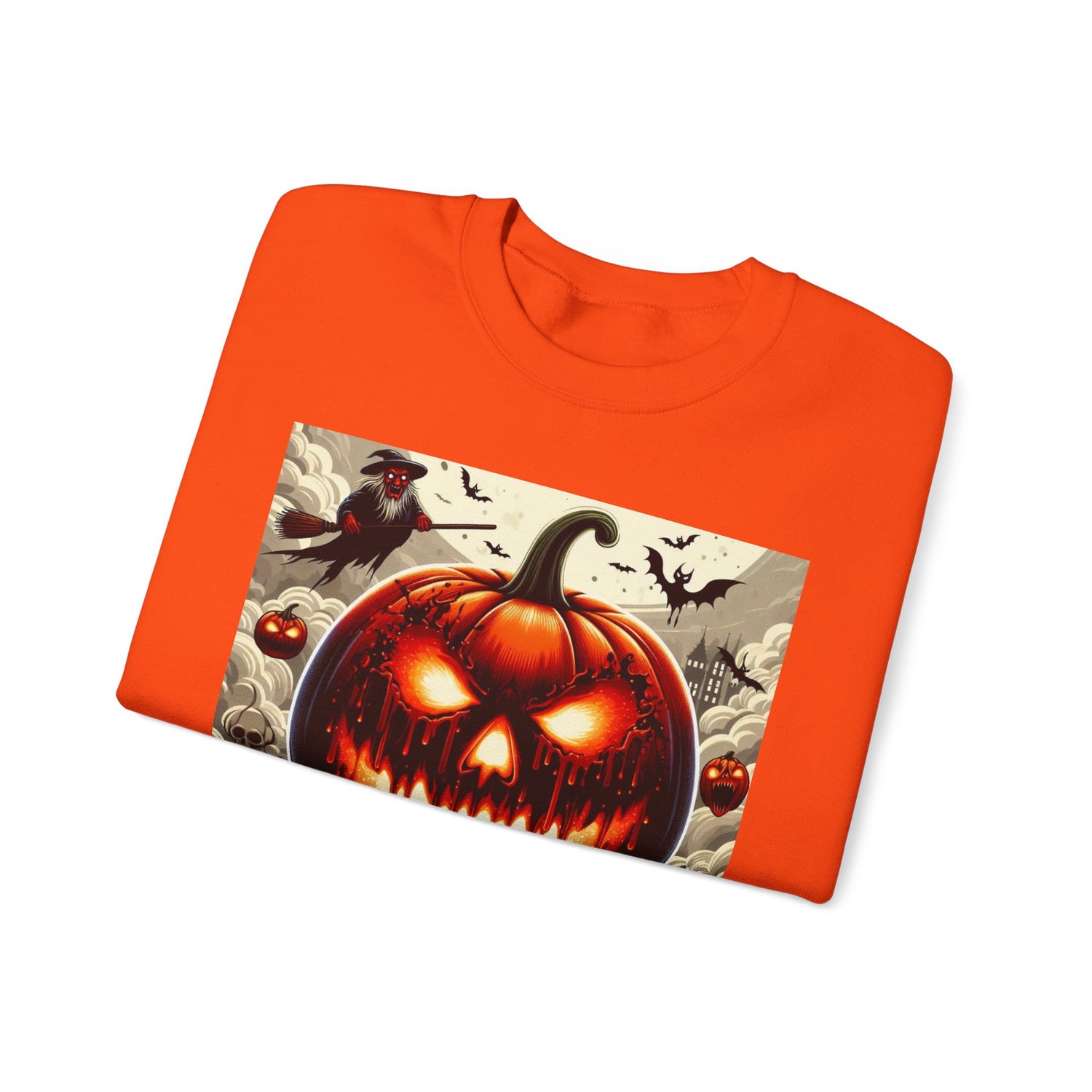 Halloween Firey Pumpkin Crewneck Sweatshirt, Trick or Treat Shirt, Spooky Witches Costume, Long Sleeve Tee, Halloween Season, Unisex