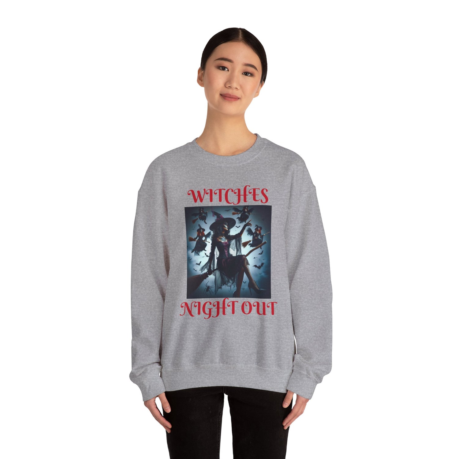 Witches Nightout Unisex Sweatshirt, Halloween Crewneck Jumper, Spooky Witches Night Out Shirt, Witchy Clothing, Girls Night Out Apparel