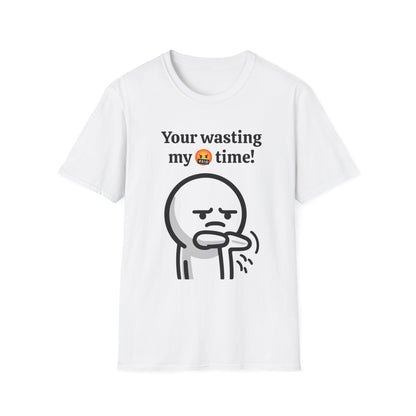 Funny Wasting My Freaking Time Unisex Softstyle T-Shirt, Humorous Casual Tee, Unisex Cotton Shirt, Anxious Character Watch Graphic Tee,