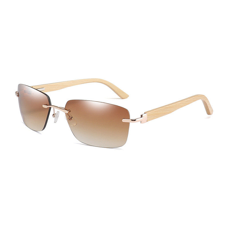 New Style Bamboo Foot Sunglasses Square Frameless Sunglasses Spring Hinge Sunglasses Glasses 15028