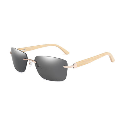 New Style Bamboo Foot Sunglasses Square Frameless Sunglasses Spring Hinge Sunglasses Glasses 15028