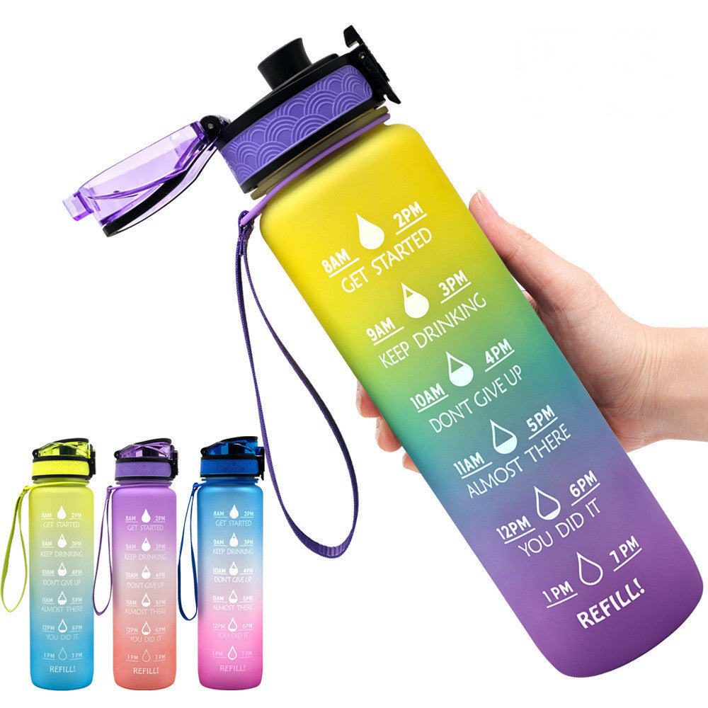 1L Tritan Water Bottle With Time Marker Bounce Cover Motivational Water Bottle