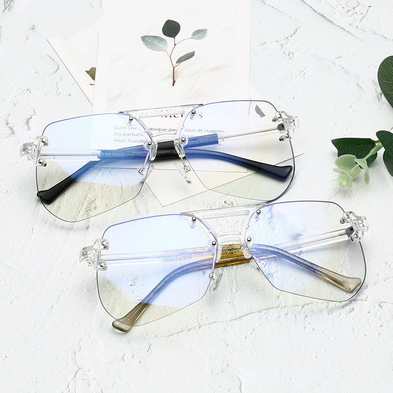 Men Anti-blue Glasses Rimless Flat Glasses