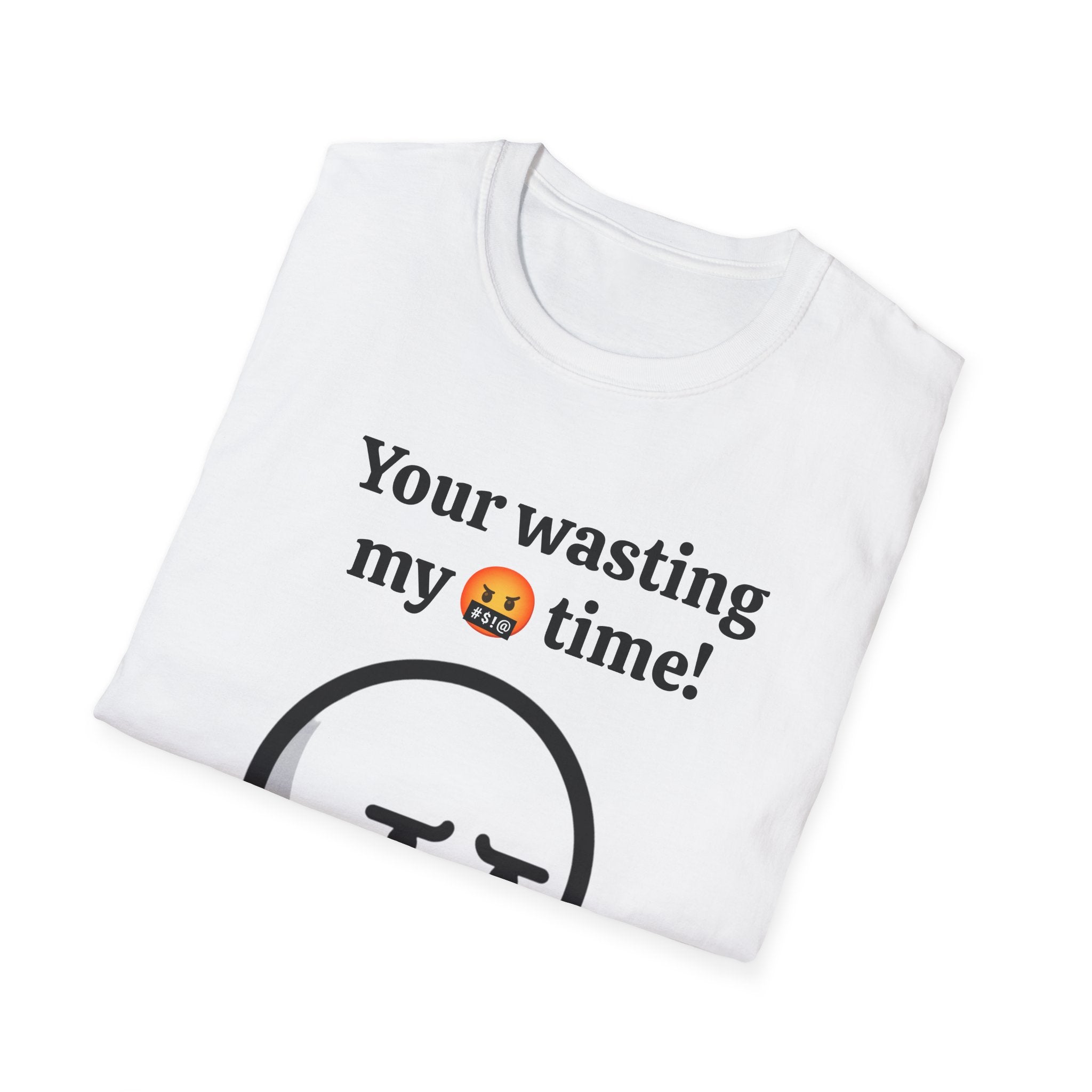 Funny Wasting My Freaking Time Unisex Softstyle T-Shirt, Humorous Casual Tee, Unisex Cotton Shirt, Anxious Character Watch Graphic Tee,