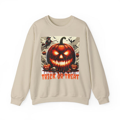 Halloween Firey Pumpkin Crewneck Sweatshirt, Trick or Treat Shirt, Spooky Witches Costume, Long Sleeve Tee, Halloween Season, Unisex