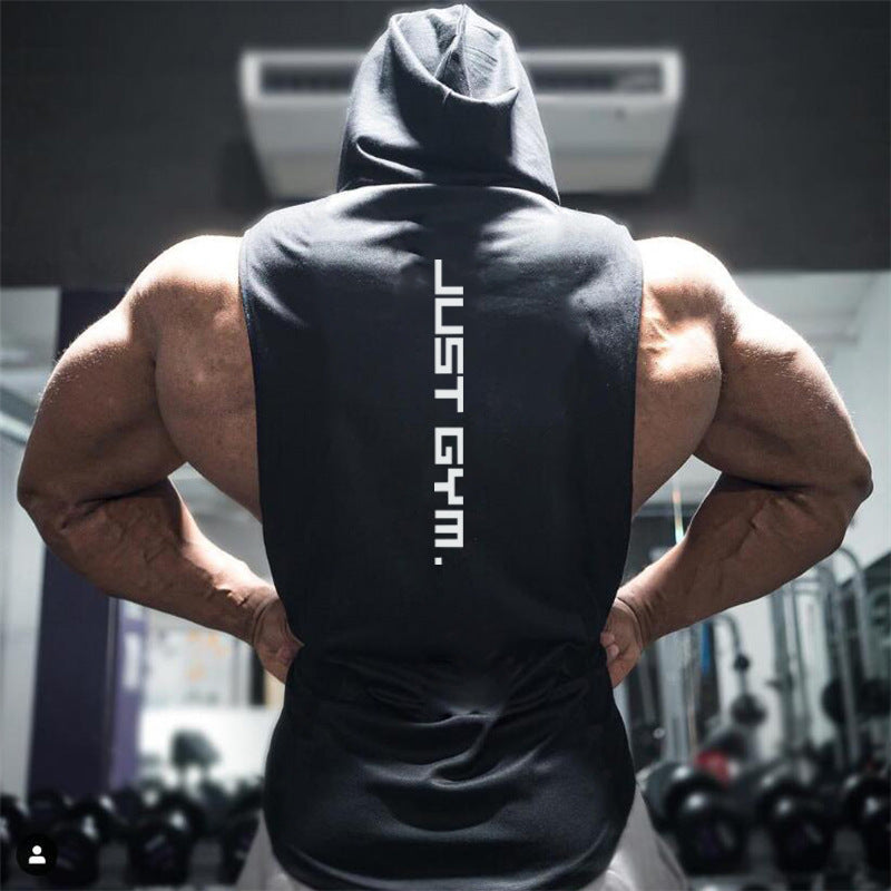 Fitness Vest Men Hooded Loose Shirt