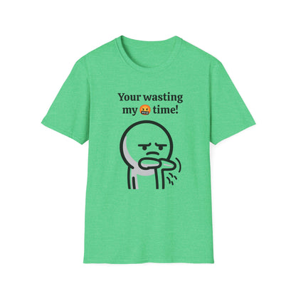 Funny Wasting My Freaking Time Unisex Softstyle T-Shirt, Humorous Casual Tee, Unisex Cotton Shirt, Anxious Character Watch Graphic Tee,