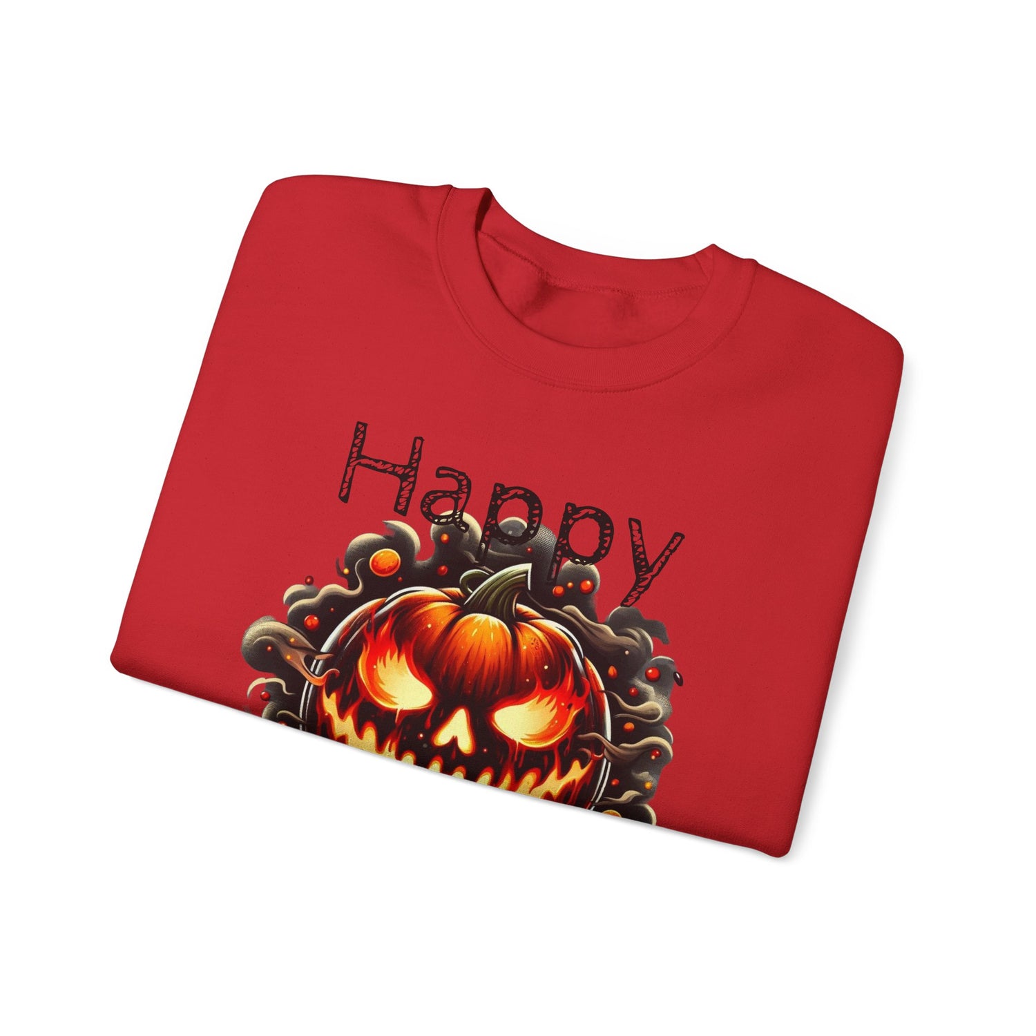 Happy Halloween Fire Pumpkin Unisex Sweatshirt, Long Sleeve Tee, Halloween Season Shirt, Melted Pumpkin Design, Halloween Costume, Fall