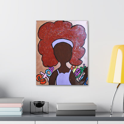 Black Woman Blank Face with Afro Canvas Gallery Wrap