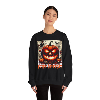 Spooky Halloween Unisex Sweatshirt, Scary Pumpkin Witch Bat Creepy Cloudy Sky, Holiday Season Gift, Halloween Costume, Trick or Treat Party