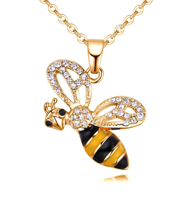 Summer Jewelry Necklace Lady Cartoon Cute Drop Oil Studded Bee Pendant