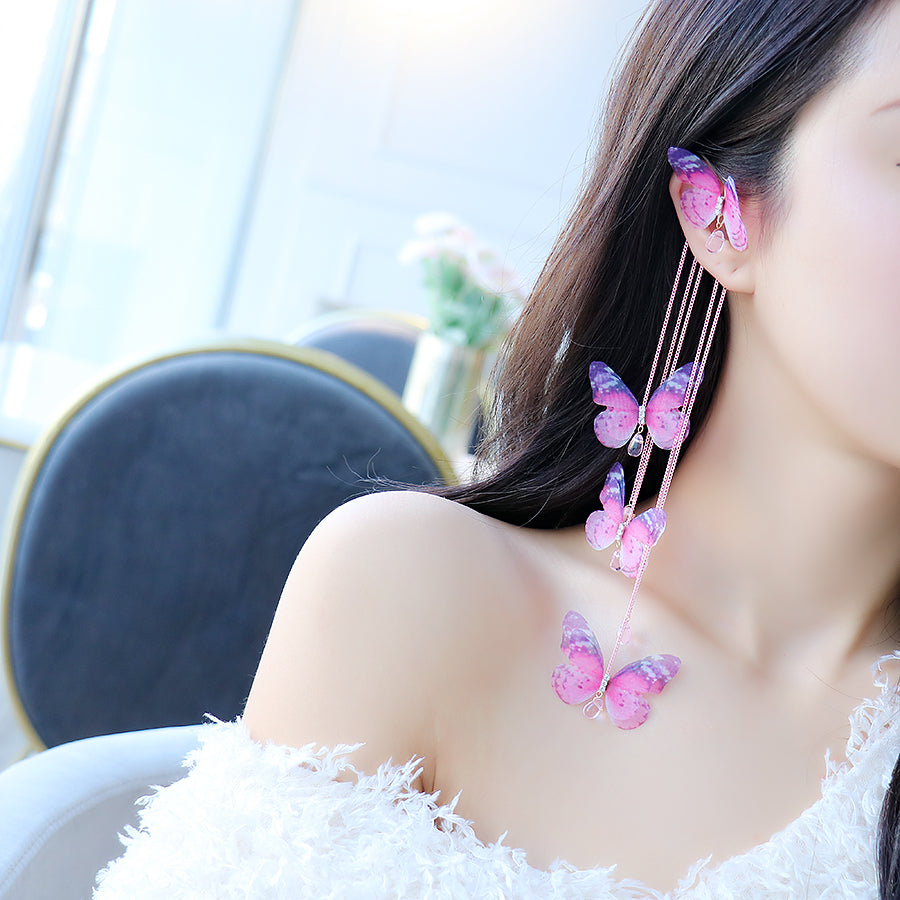 Super Fairy Temperament White Embroidered Lace Butterfly Earring