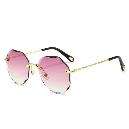 Polygonal Sunglasses Women Rimless Trimmed Sunglasses