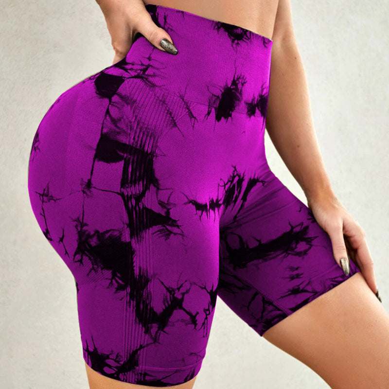 Tie-dye Printed Yoga Quick-drying High Waist Fitness Shorts