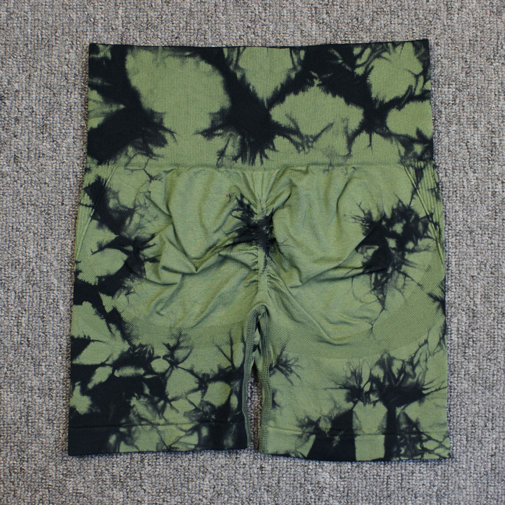 Tie-dye Printed Yoga Quick-drying High Waist Fitness Shorts