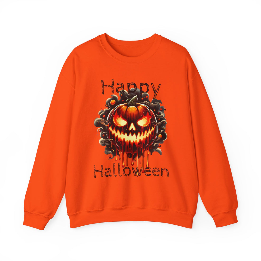 Happy Halloween Fire Pumpkin Unisex Sweatshirt, Long Sleeve Tee, Halloween Season Shirt, Melted Pumpkin Design, Halloween Costume, Fall