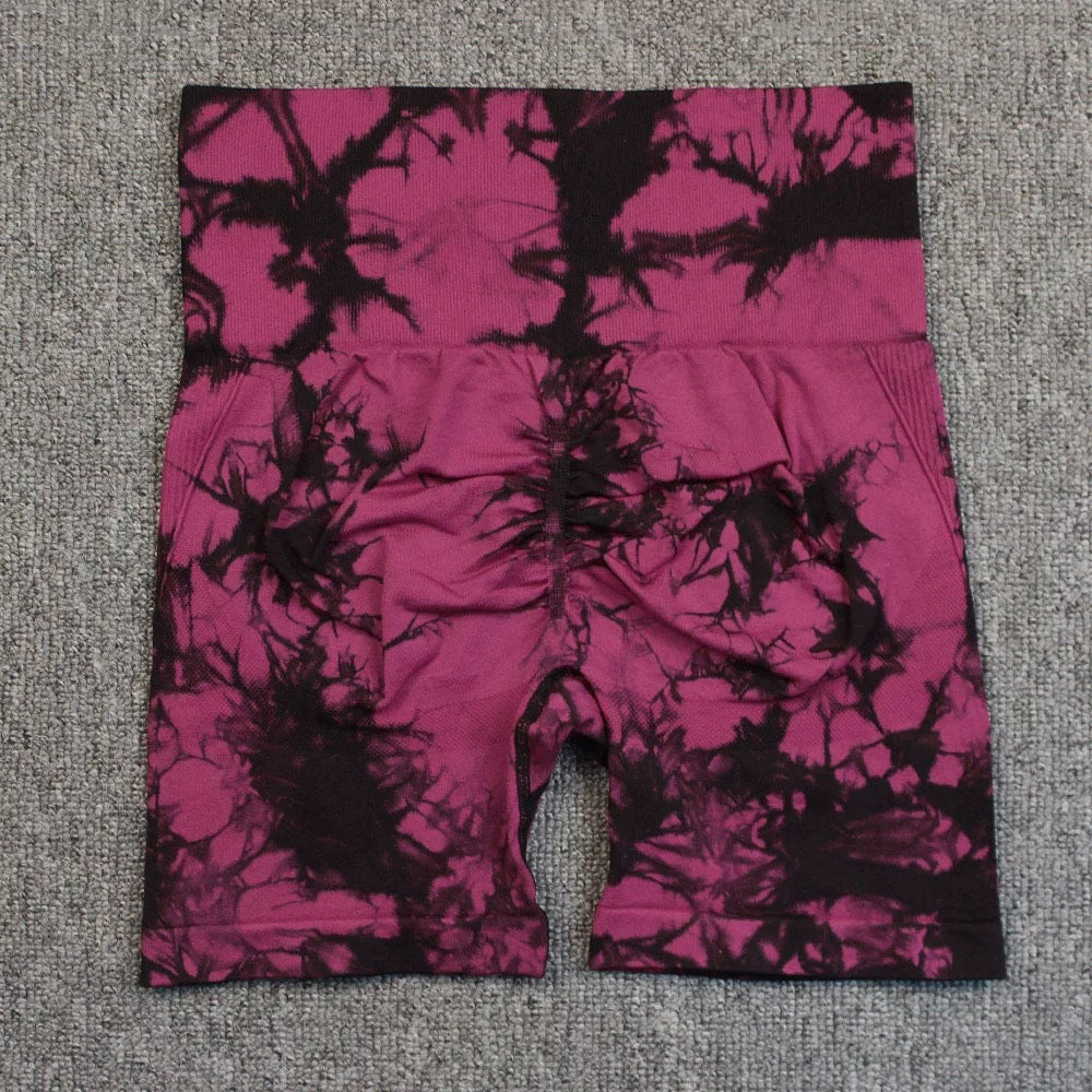 Tie-dye Printed Yoga Quick-drying High Waist Fitness Shorts