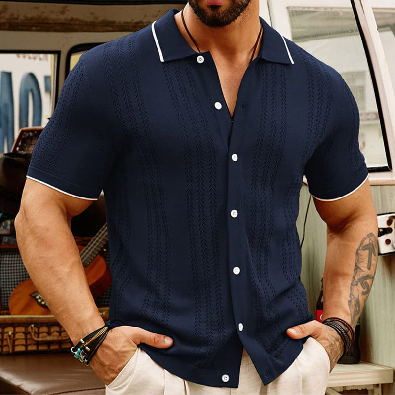 Short-sleeved Polo Shirt Summer Button Lapel Top