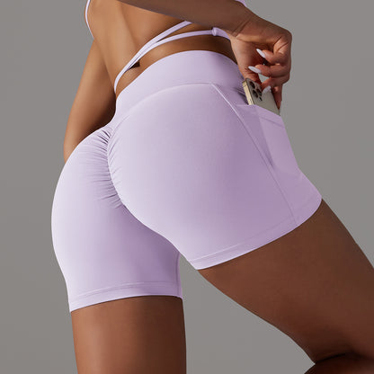 Yoga Shorts With Phone Pocket Design