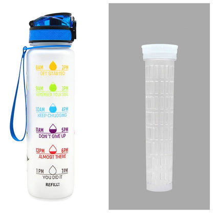 1L Tritan Water Bottle With Time Marker Bounce Cover Motivational Water Bottle