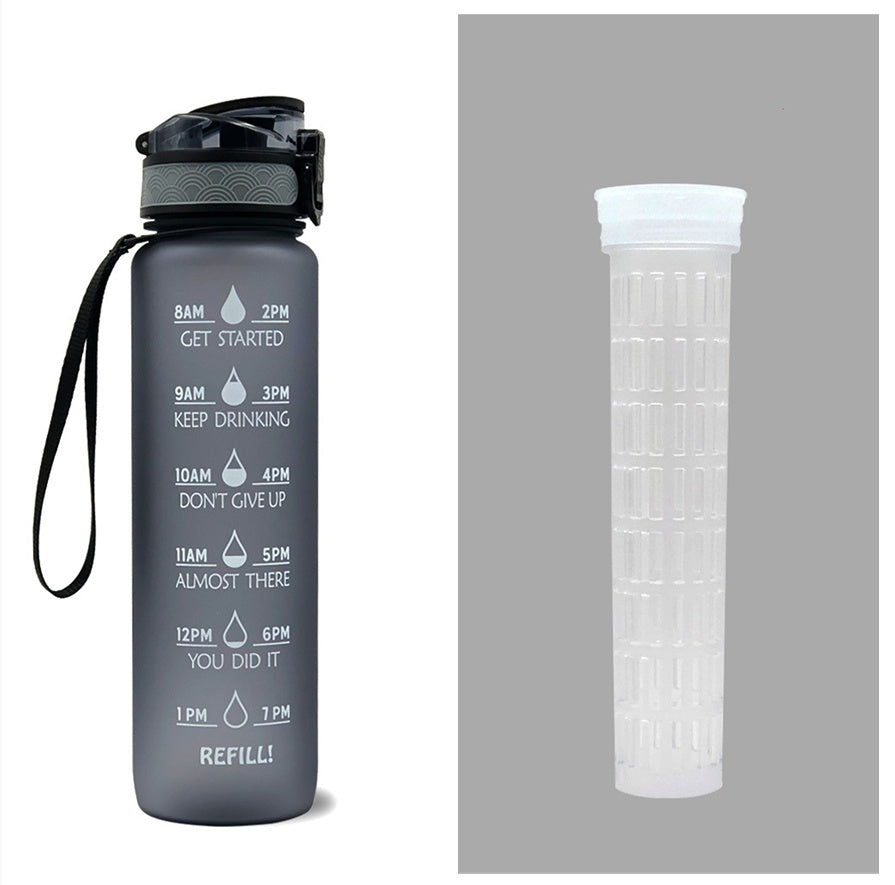 1L Tritan Water Bottle With Time Marker Bounce Cover Motivational Water Bottle