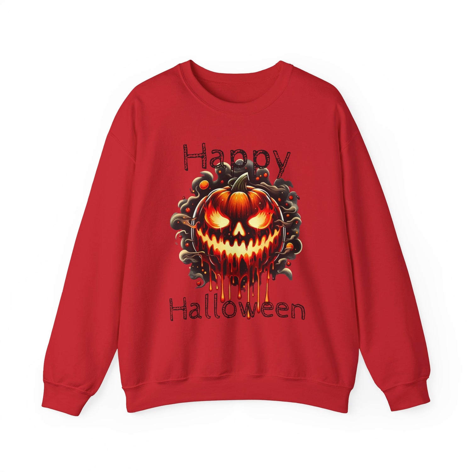 Happy Halloween Fire Pumpkin Unisex Sweatshirt, Long Sleeve Tee, Halloween Season Shirt, Melted Pumpkin Design, Halloween Costume, Fall