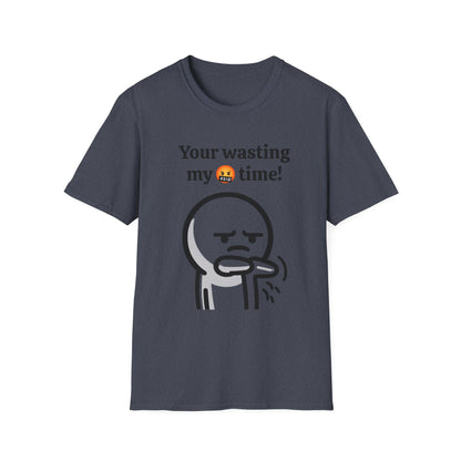 Funny Wasting My Freaking Time Unisex Softstyle T-Shirt, Humorous Casual Tee, Unisex Cotton Shirt, Anxious Character Watch Graphic Tee,