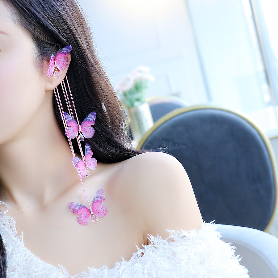 Super Fairy Temperament White Embroidered Lace Butterfly Earring