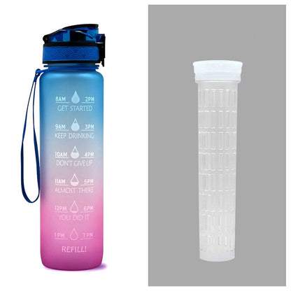 1L Tritan Water Bottle With Time Marker Bounce Cover Motivational Water Bottle