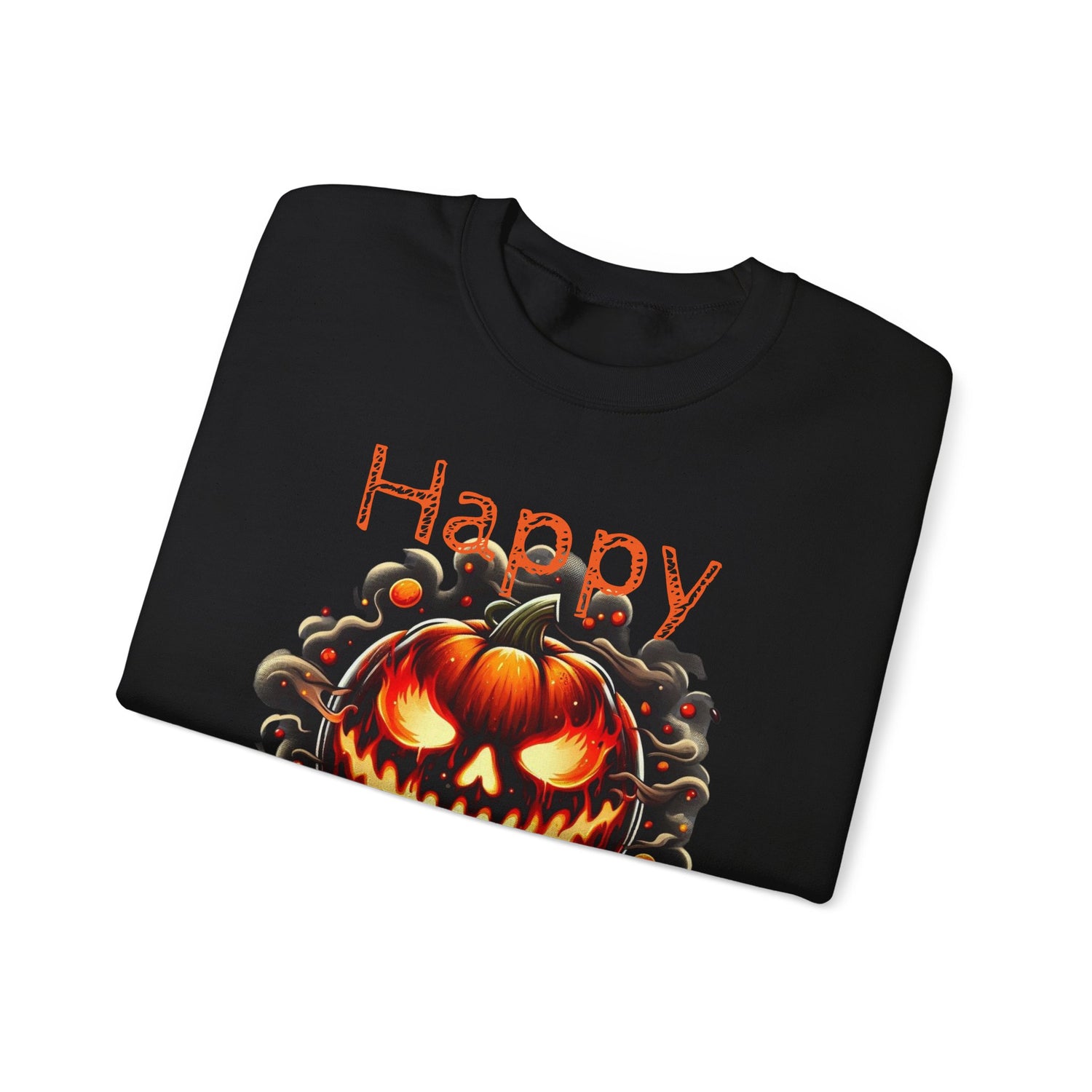 Happy Halloween Fire Pumpkin Unisex Sweatshirt, Long Sleeve Tee, Halloween Season Shirt, Melted Pumpkin Design, Halloween Costume, Fall