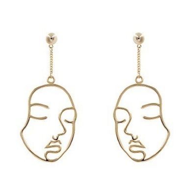 Designer personalities exaggerated Abstract facial makeup Silver Pin Earring Earrings