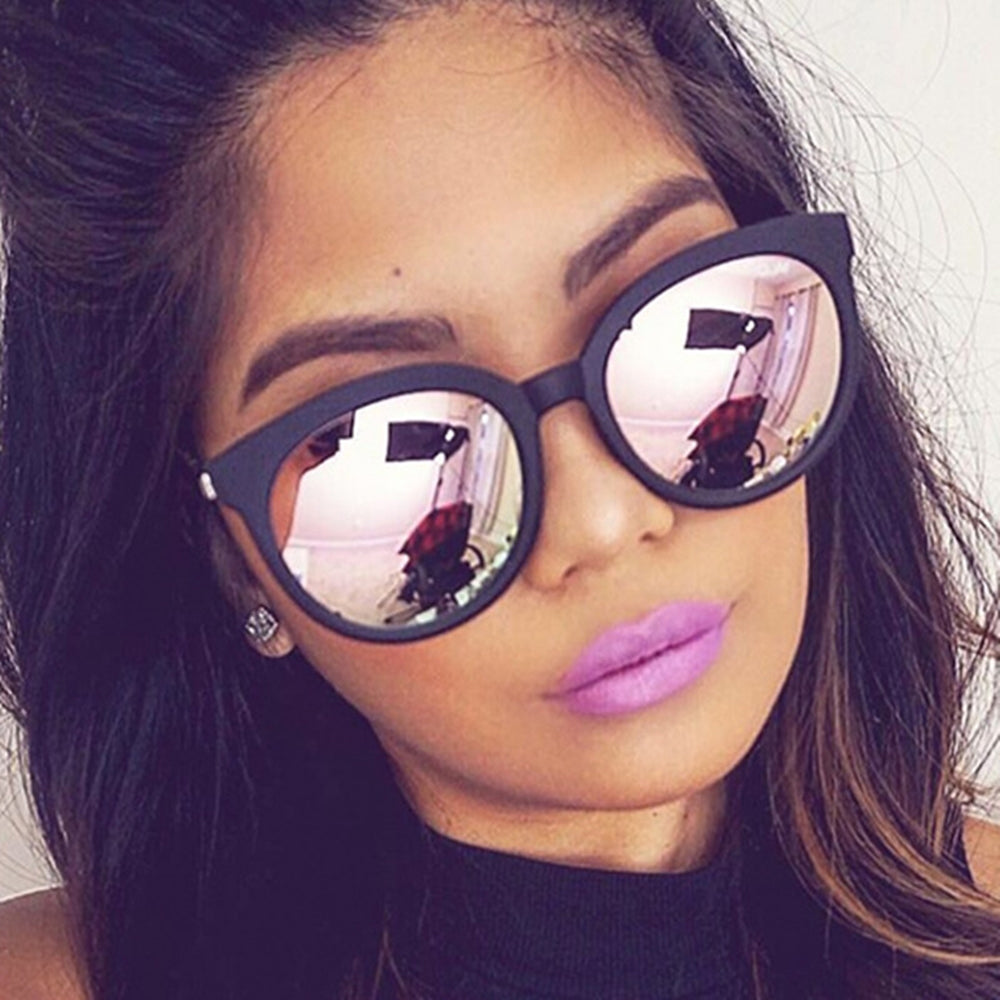 Retro ladies sunglasses color film reflective sunglasses