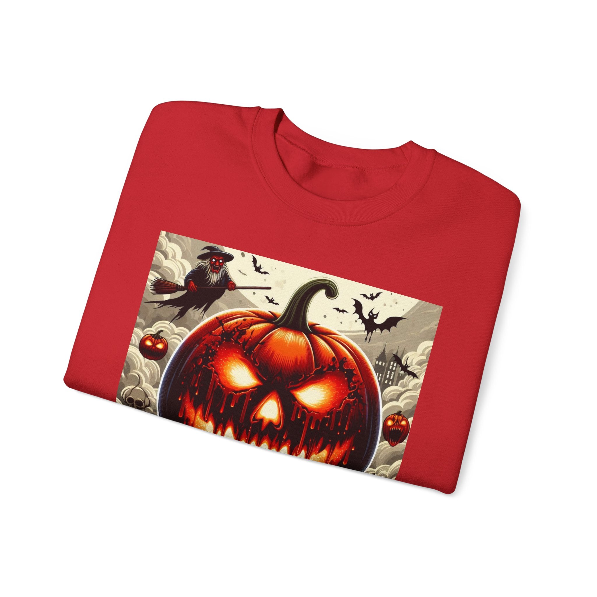 Halloween Firey Pumpkin Crewneck Sweatshirt, Trick or Treat Shirt, Spooky Witches Costume, Long Sleeve Tee, Halloween Season, Unisex