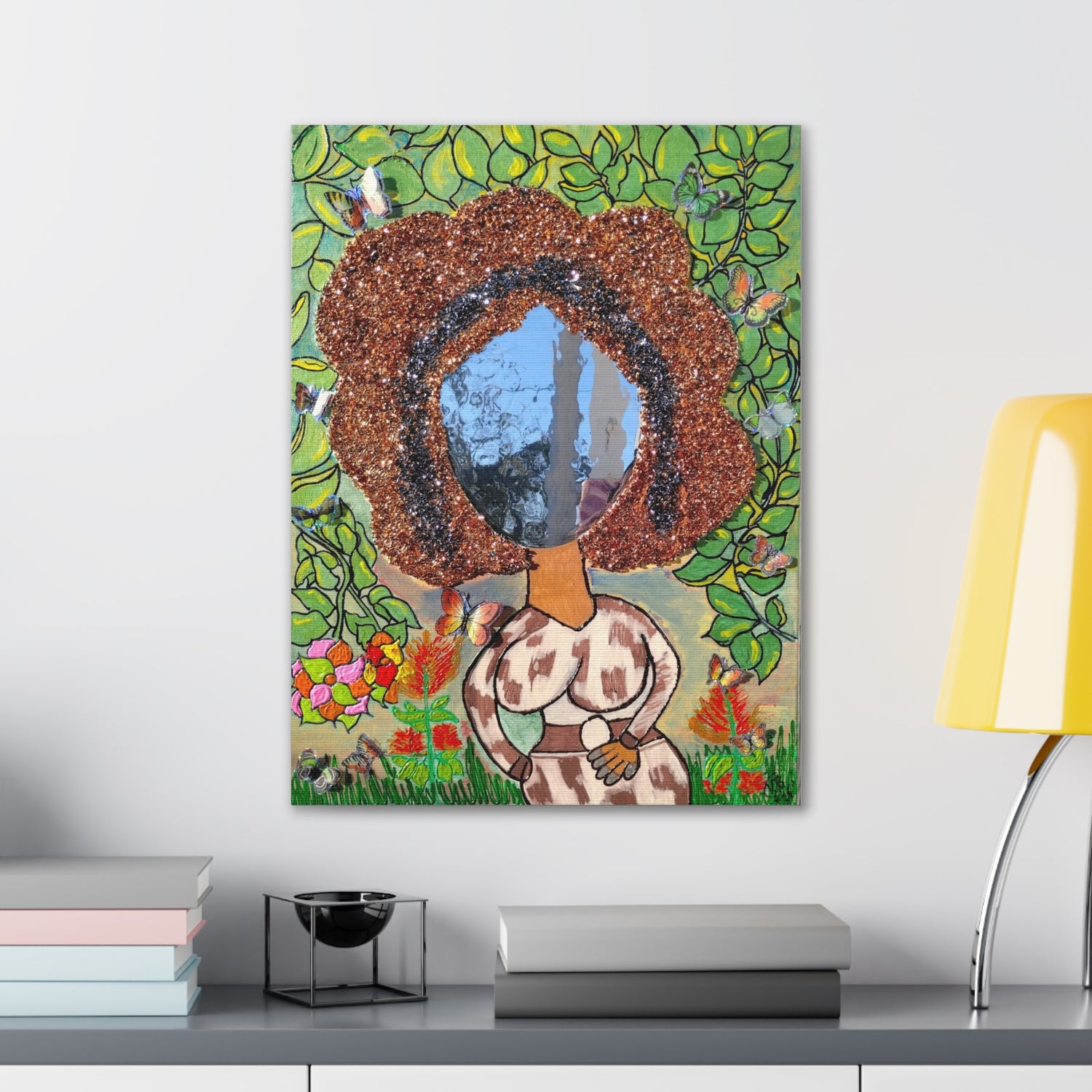 Canvas Gallery Wraps Lady Walking in The Forest 3D Mix Media Art Print