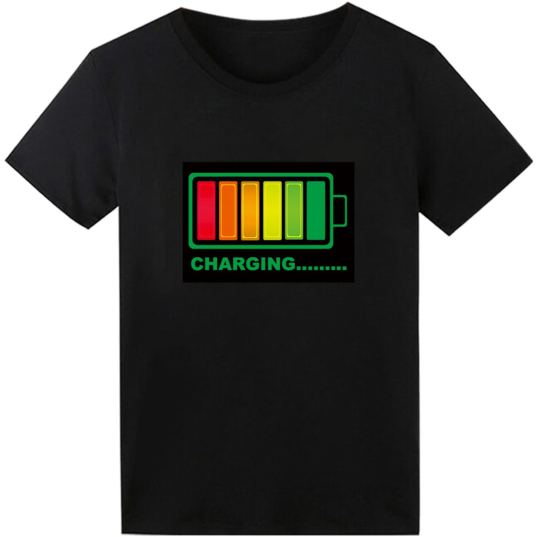 LED T Shirt Sound Activated Light Up Rave Shirts Glow in The Dark for Party Black