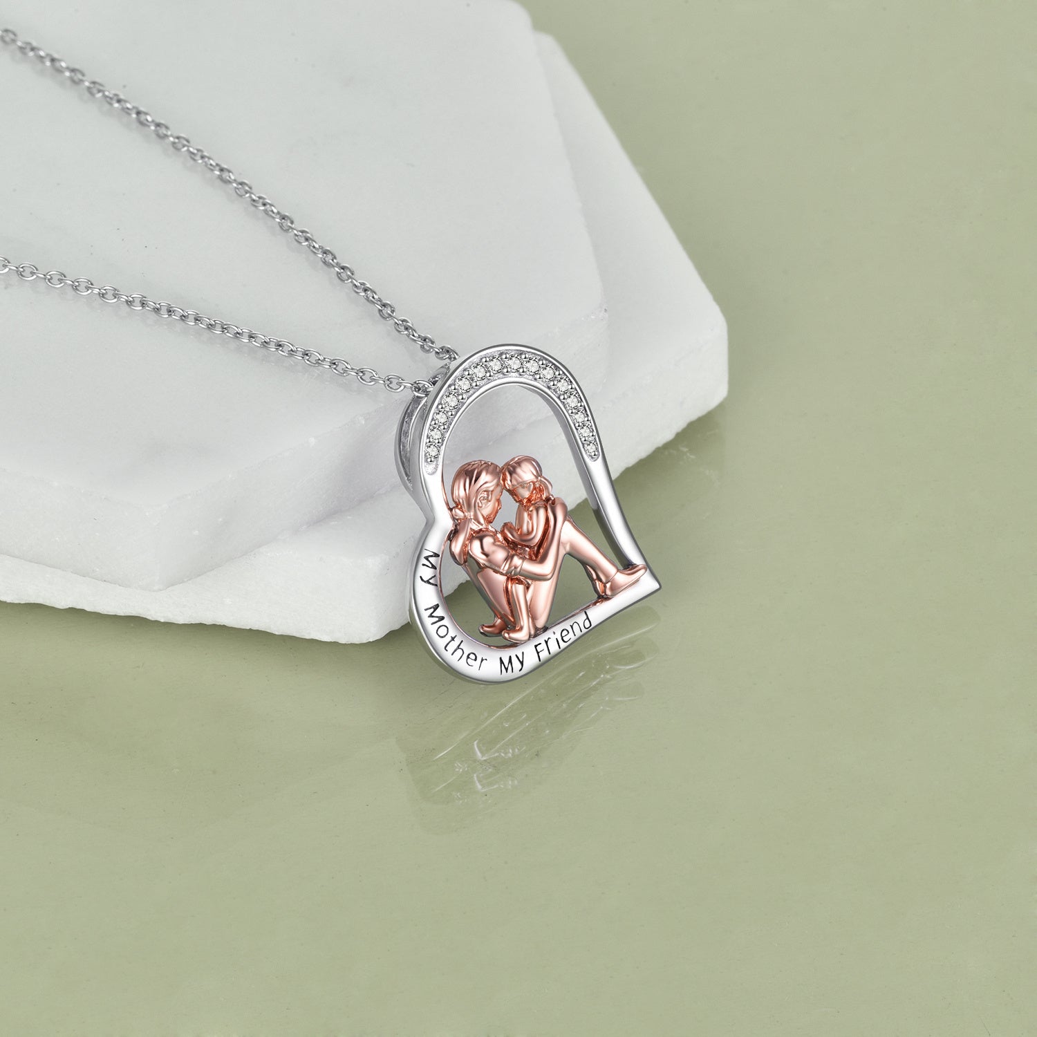 Mother Daughter Necklace 925 Sterling Silver Engraved My Mother My Friend