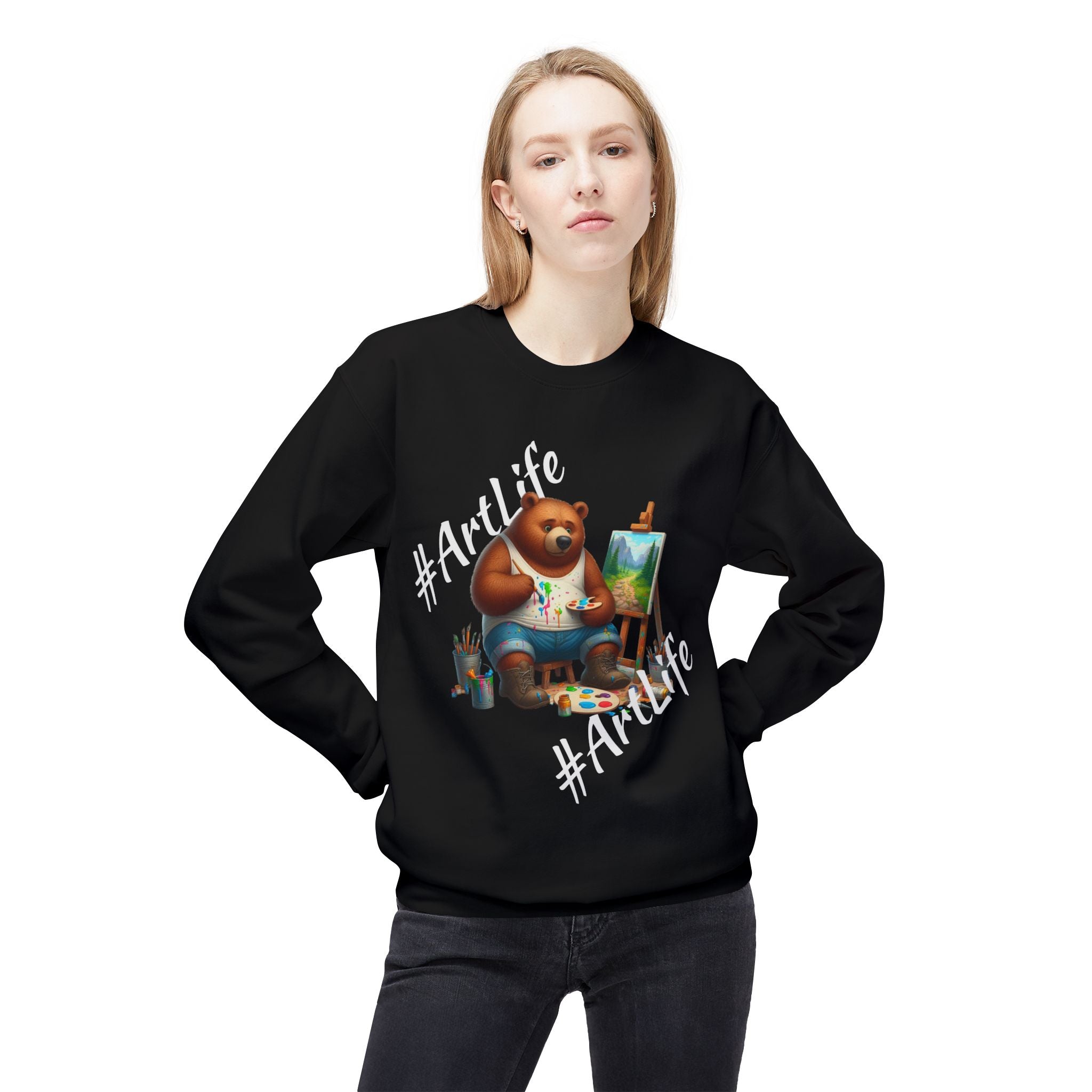 Artlife Bear Painting Softstyle Fleece Sweatshirt